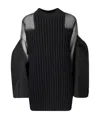 Sacai Silk Chiffon Mix Knit Dress In Black