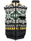 Sacai Men's Fair Isle Quilted Puffer Vest In Black