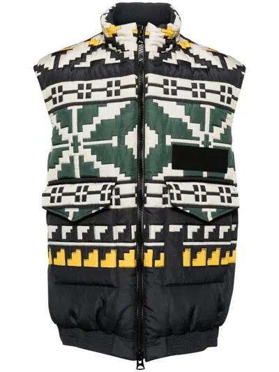 SACAI KNIT-PATTERN QUILTED VEST