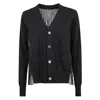 Sacai Knit Wool Cardigan With Pleated Chiffon Back In Black