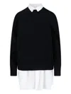 Sacai Knitted And Cotton Dress In Black