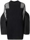 Sacai Silk Chiffon Mix Knit Dress In Black