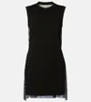 Sacai Knitted Cotton Minidress In Black