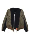 Sacai Knitted-panel Bomber Jacket In Brown