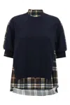 Sacai Knitted Panel Shirt Shirt And Blouse Multicolor In Multi