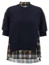Sacai Knitted Panel Shirt Shirt And Blouse Multicolor In Multi