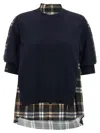 Sacai Knitted Panel Shirt Shirt And Blouse Multicolor In Multi