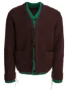 Sacai Cardigan Contrast Trim Wool Blend