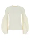 Sacai Off-white Paneled Sweater In Beige