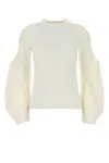 Sacai Off-white Paneled Sweater In Beige