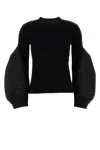 Sacai Black Cotton And Nylon Sweater In Black