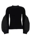 Sacai Black Cotton And Nylon Sweater In Black