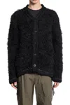 Sacai Furry Knit Cardigan In Black