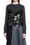 Sacai Womens C Gray Black Sequin-embellished Wool Jumper In Black