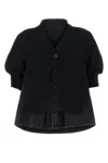 Sacai Hybrid Denim Top With Cardigan Overlay In Black