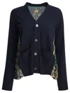 Sacai Cardigan With Floral Print In Blue