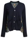 Sacai Cardigan With Floral Print In Blue