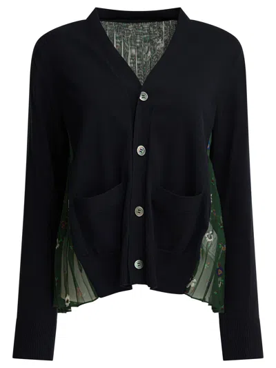 Sacai Knitwear Blue In Black