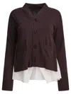 Sacai Long-sleeved Knitted Cardigan In Burgundy