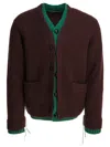 Sacai Cardigan Contrast Trim Wool Blend