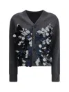 Sacai Sequin-embellished Cardigan In Gray