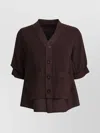 Sacai Knitwear Sweater With V-neck And Pockets In Brown