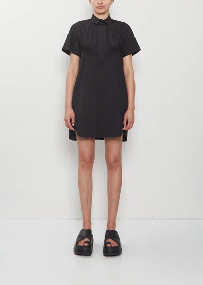 Sacai Lace Detail Poplin Dress In Black