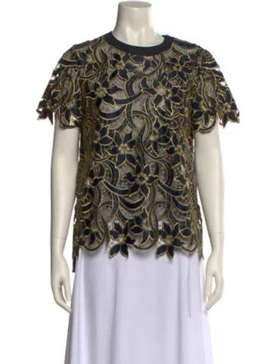 Pre-owned Sacai Lace Pattern Crew Neck Blouse In Multi
