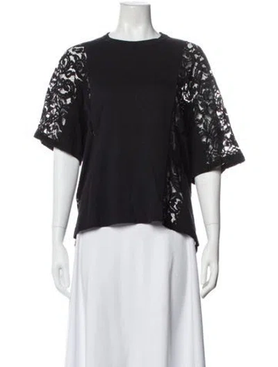 Pre-owned Sacai Lace Pattern Crew Neck Top In Black