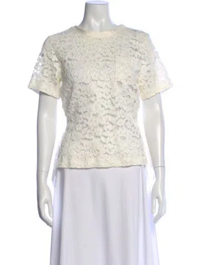 Pre-owned Sacai Lace Pattern Crew Neck Top In White