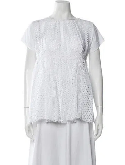 Pre-owned Sacai Lace Pattern Crew Neck Top In White
