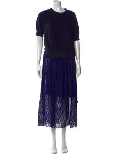 Pre-owned Sacai Lace Pattern Long Dress In Blue