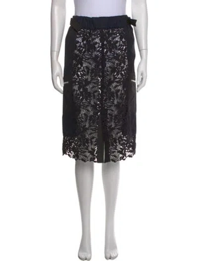 Pre-owned Sacai Lace Pattern Midi Length Skirt In Black