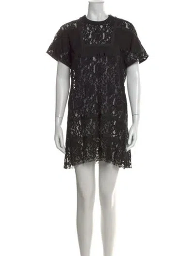 Pre-owned Sacai Lace Pattern Mini Dress In Black