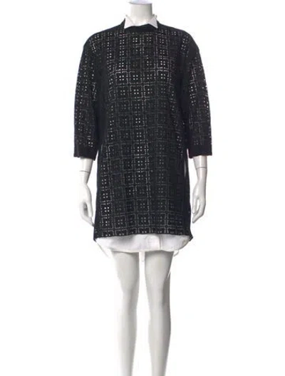 Pre-owned Sacai Lace Pattern Mini Dress In Black