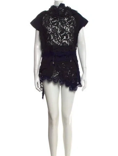 Pre-owned Sacai Lace Pattern Mini Dress In Black