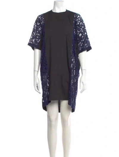 Pre-owned Sacai Lace Pattern Mini Dress In Blue