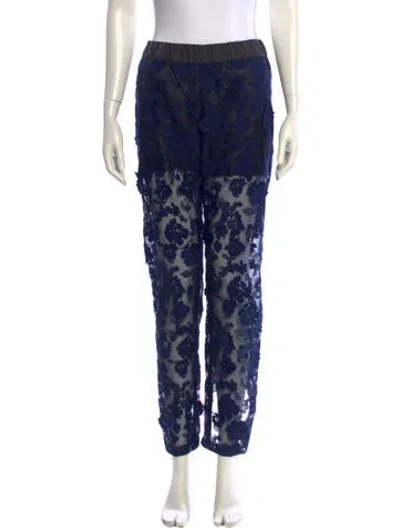 Pre-owned Sacai Lace Pattern Skinny Leg Pants In Blue