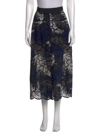 Pre-owned Sacai Lace Pattern Wide Leg Pants In Blue