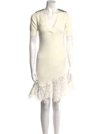 Pre-owned Sacai Lace Trim Embellishment Dress Set In Neutral