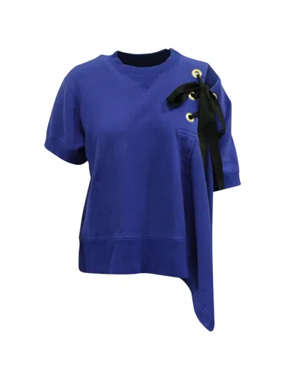 Pre-owned Sacai Lace-up Asymmetrical Top In Blue