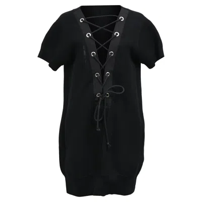 Sacai Lace-up Mini Dress In Black Cotton