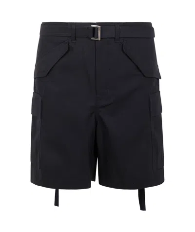 Sacai Laced Work Shorts In Black