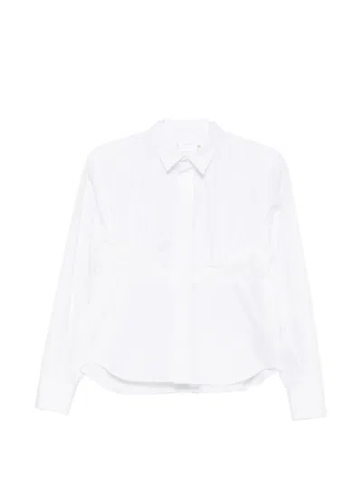 Sacai Lace-trimmed Gathered Shirt In White