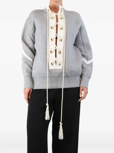 Pre-owned Sacai Lace-up Sweatshirt In Gray