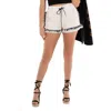 Sacai Tweed Contrast-trim Drawstring Shorts In White