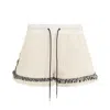 Sacai Tweed Contrast-trim Drawstring Shorts In White