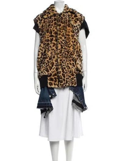 Pre-owned Sacai Lamb Fur Animal Print Vest In Black