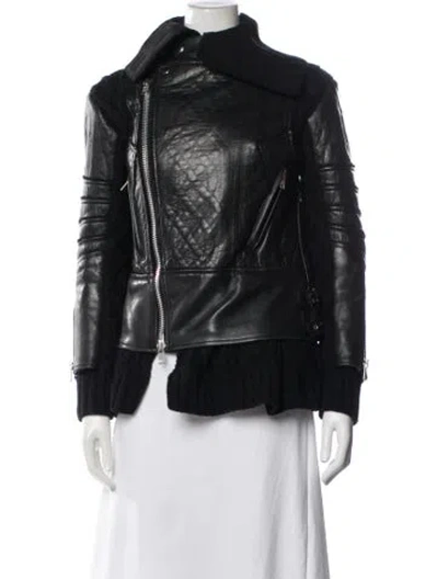 Pre-owned Sacai Lambskin Coat In Black