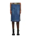 Sacai Blue Layered Denim Midi Skirt In Blue